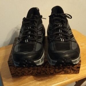 Hoka One One Men's Black and Gray Trail Running Shoes